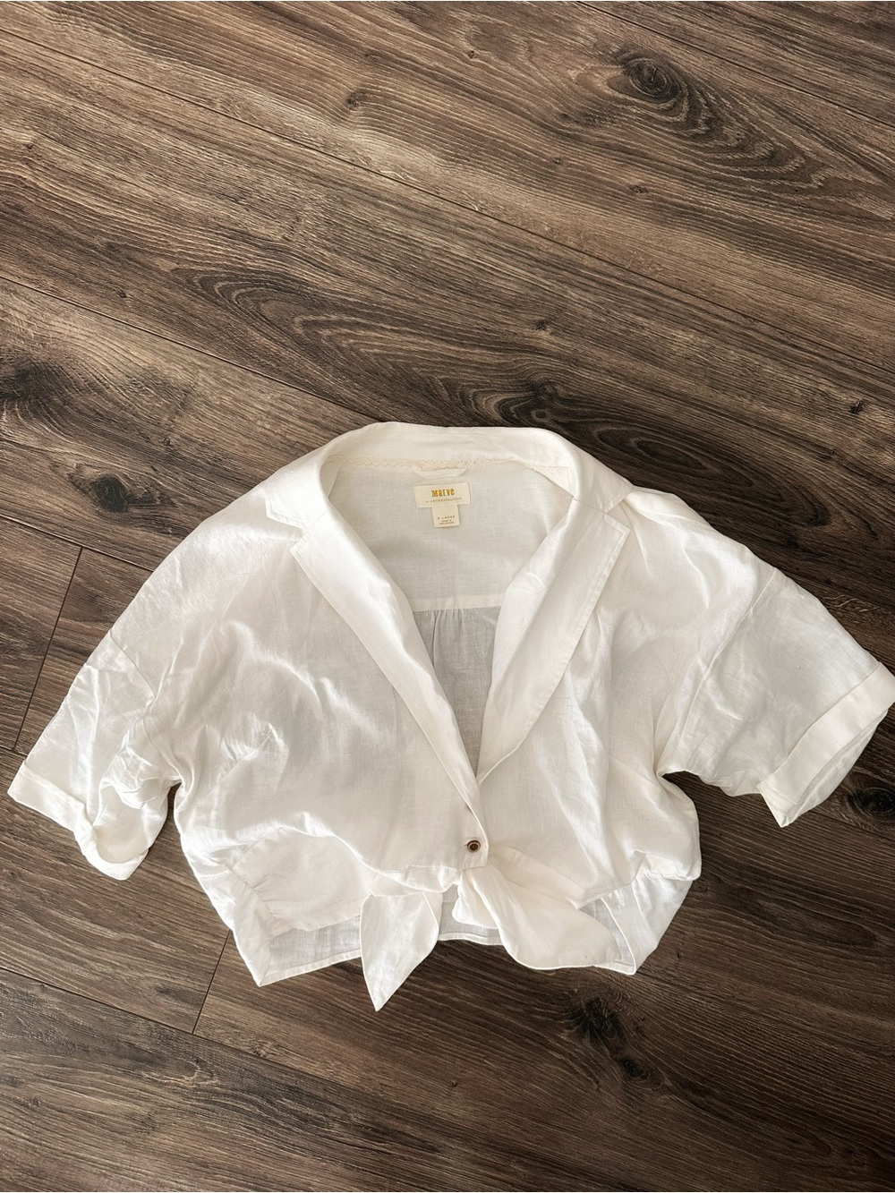 Maeve White Short Sleeve Tie-Front Blouse With Matching Bandeau
